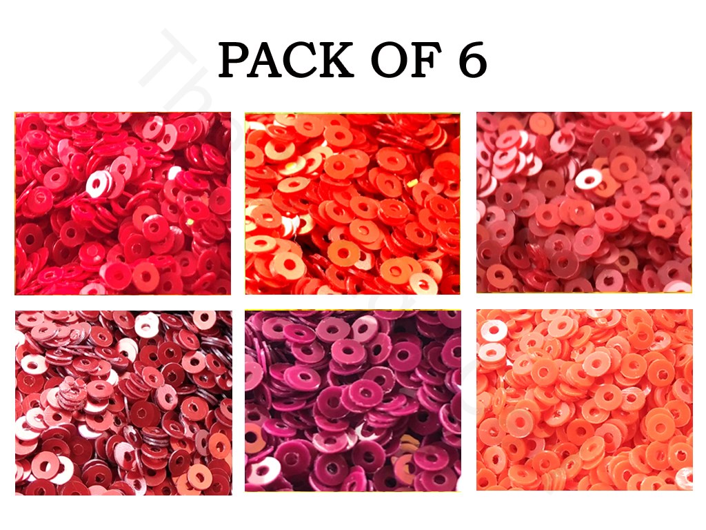 Pack Of 6 Red Family Sequins Combo | The Design Cart (1863627079714)