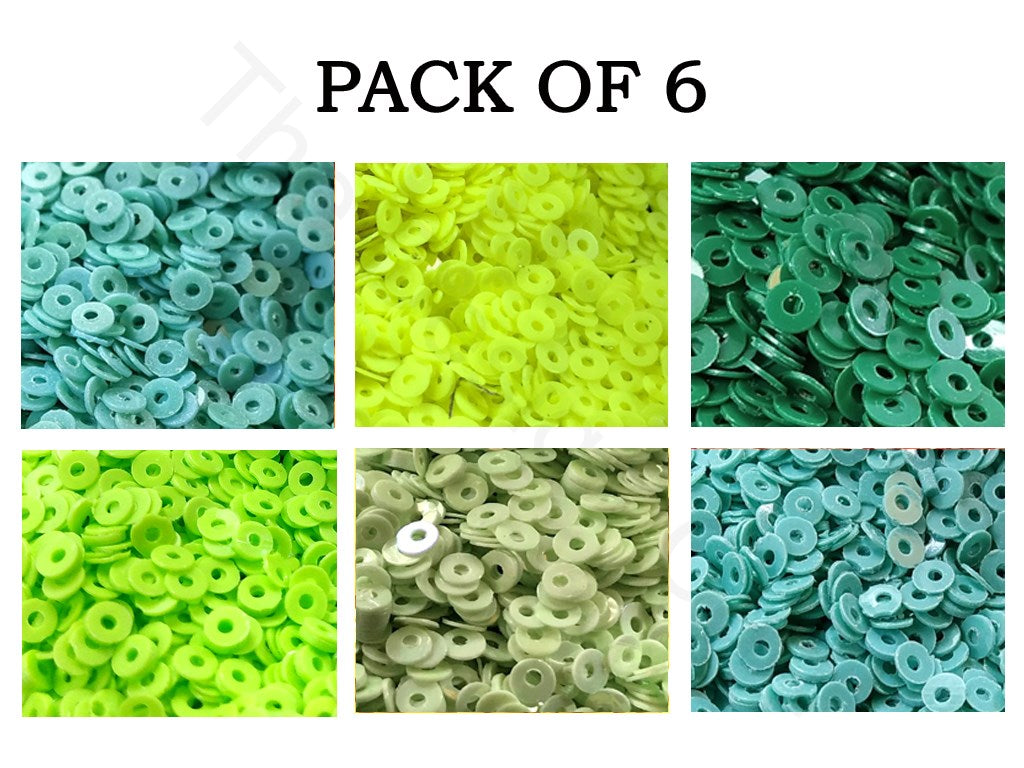 Pack Of 6 Green Family Sequins Combo | The Design Cart (1863627178018)