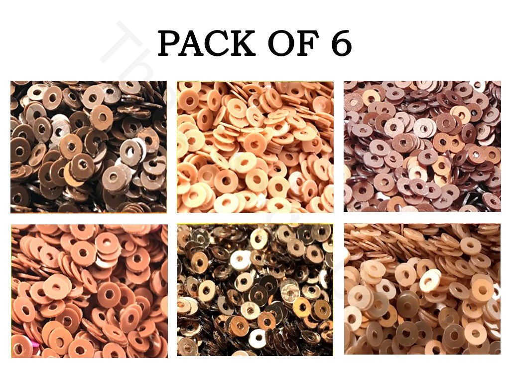 Pack Of 6 Brown Family Sequins Combo | The Design Cart (1863627210786)