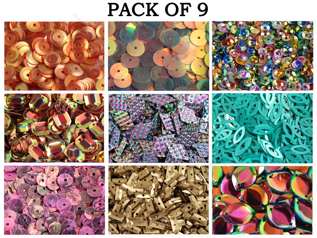 Pack Of 9 Multicolour Sequins Combo | The Design Cart