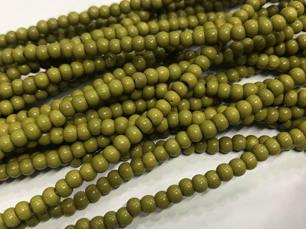 olive-green-pressed-glass-beads