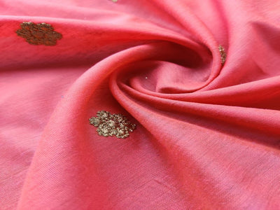orange-chanderi-fabric-with-embroidered-golden-flowers-all-over