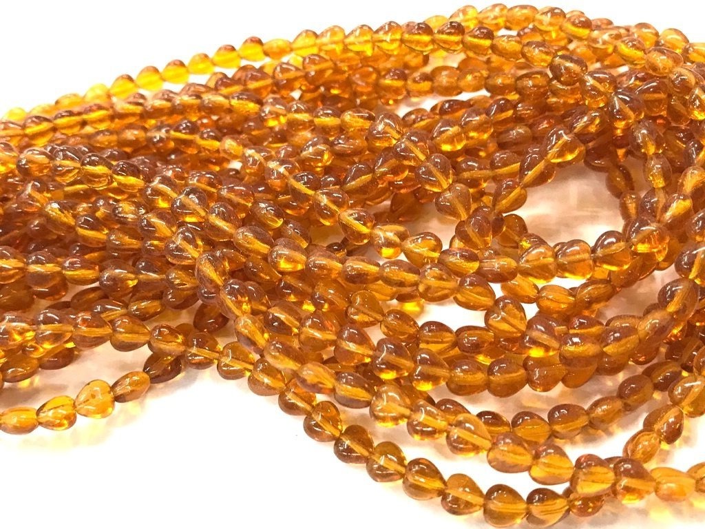 orange-heart-pressed-glass-beads
