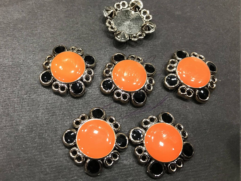 orange-square-plastic-stone-with-ccb-frame-enamel-fill-30-mm