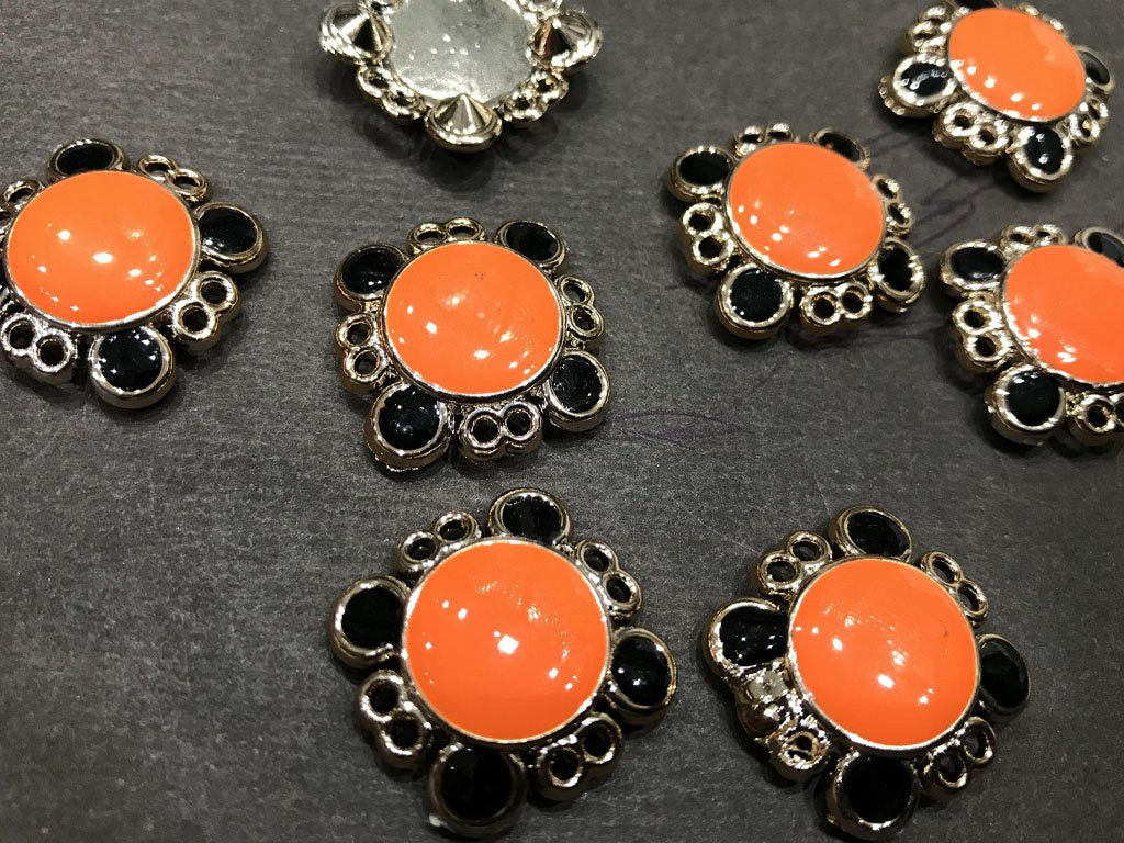 orange-square-plastic-stone-with-silver-ccb-frame-enamel-fill-21-mm