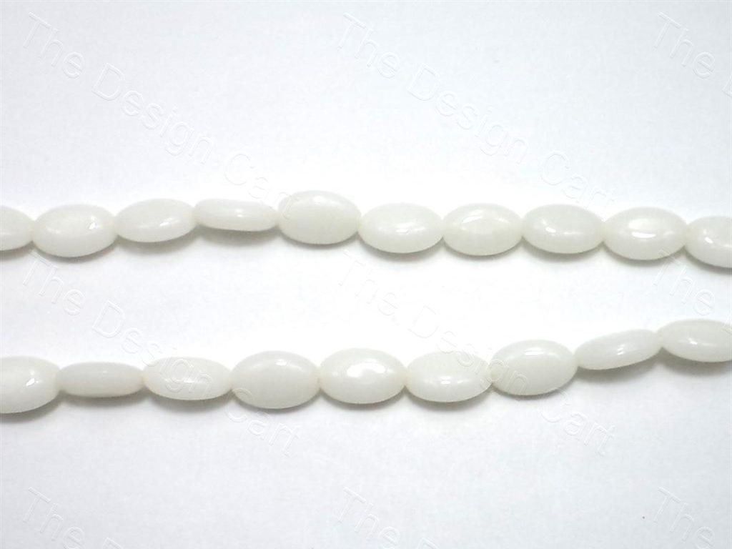 Fire Polished White Oval Glass Beads (1616171073570)