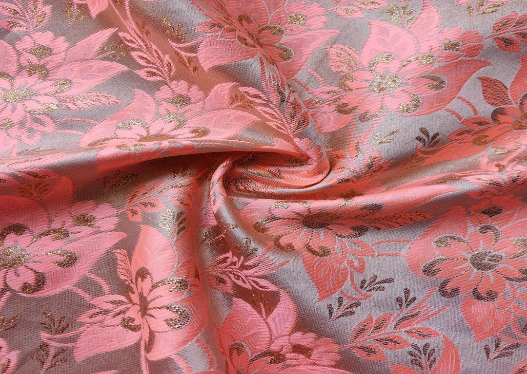 precut-orange-golden-brocade-fabric