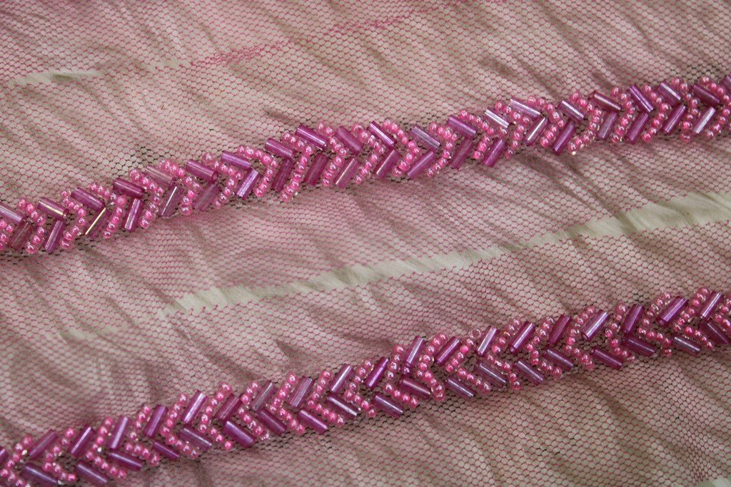 Purple Embellished Hand Beads Work Embroidered Lace (4481188298821)