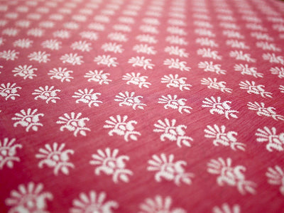 Pink Floral Design Polyester Chanderi Fabric (1670623395874)