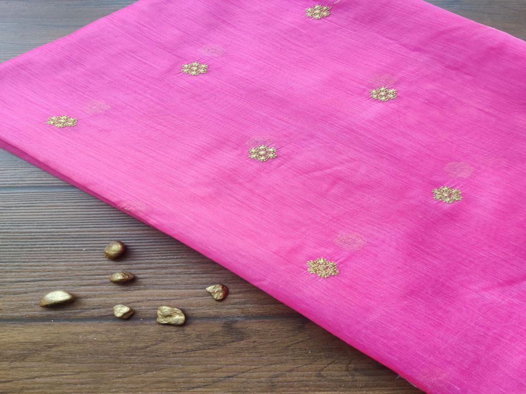 pink-chanderi-fabric-with-embroidered-golden-flowers-all-over