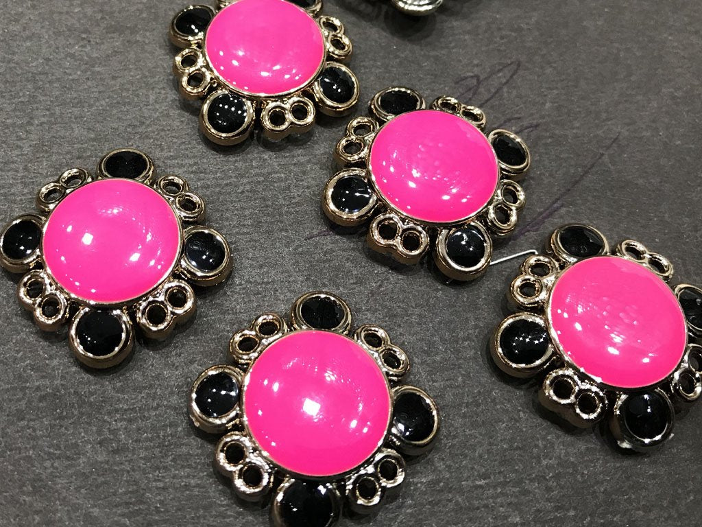pink-square-plastic-stone-with-ccb-frame-enamel-fill-30-mm
