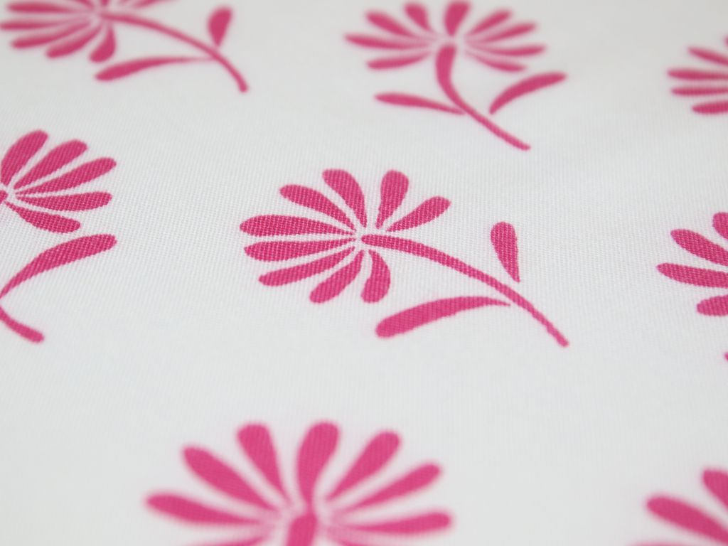 White Pink Flowers Pure Viscose Rayon Fabric (4516579475525)