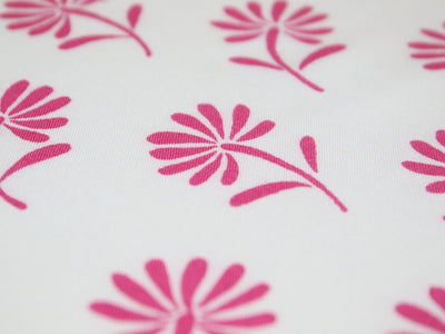 White Pink Flowers Pure Viscose Rayon Fabric (4516579475525)