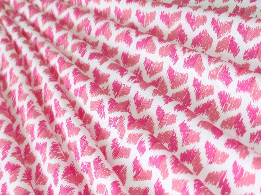 White Pink Abstract Pure Viscose Rayon Fabric (4516611948613)