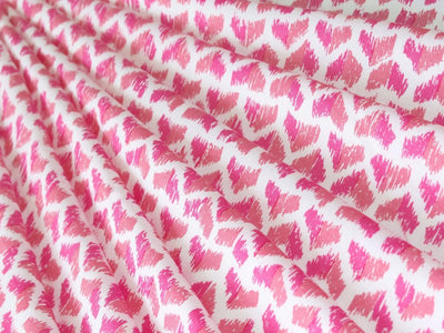 White Pink Abstract Pure Viscose Rayon Fabric (4516611948613)