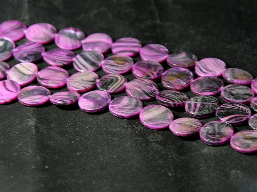purple-black-flat-circular-designer-glass-shell-beads-20-mm