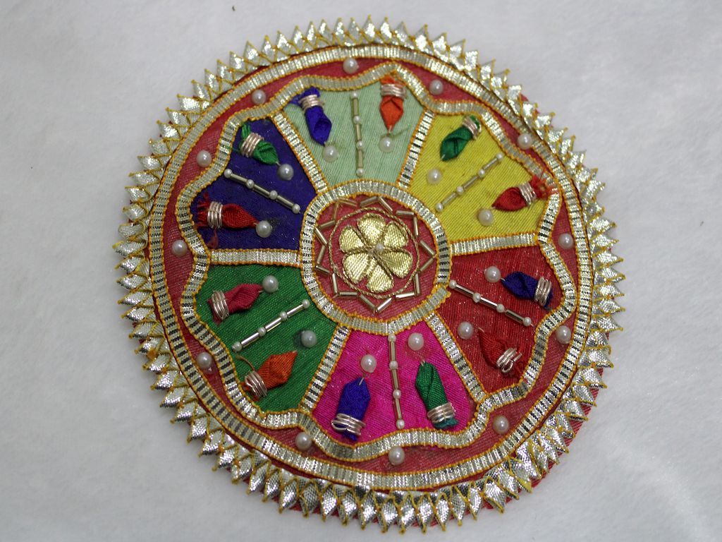 red-with-multicolor-gota-patch