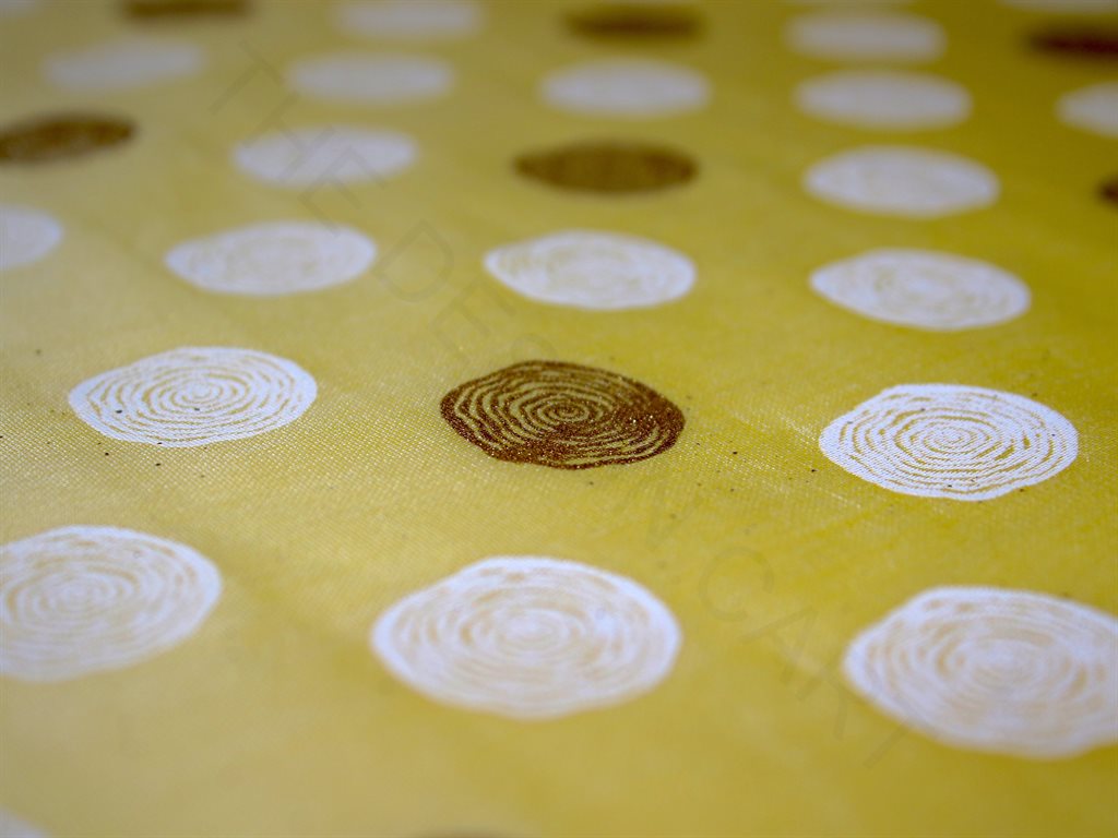 Polka Dots Khadi Gold Print Chanderi Polyester Fabric | The Design Cart (3836584362018)