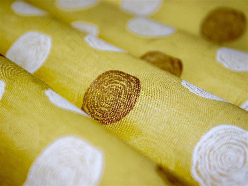 Polka Dots Khadi Gold Print Chanderi Polyester Fabric | The Design Cart (3836584362018)