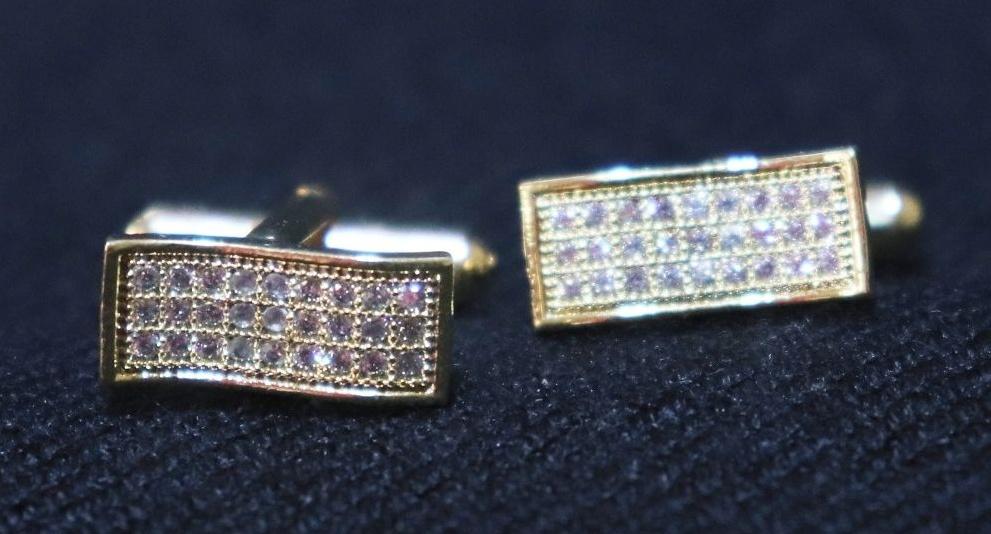 rectangular-waves-design-crystal-studded-golden-metallic-cufflinks