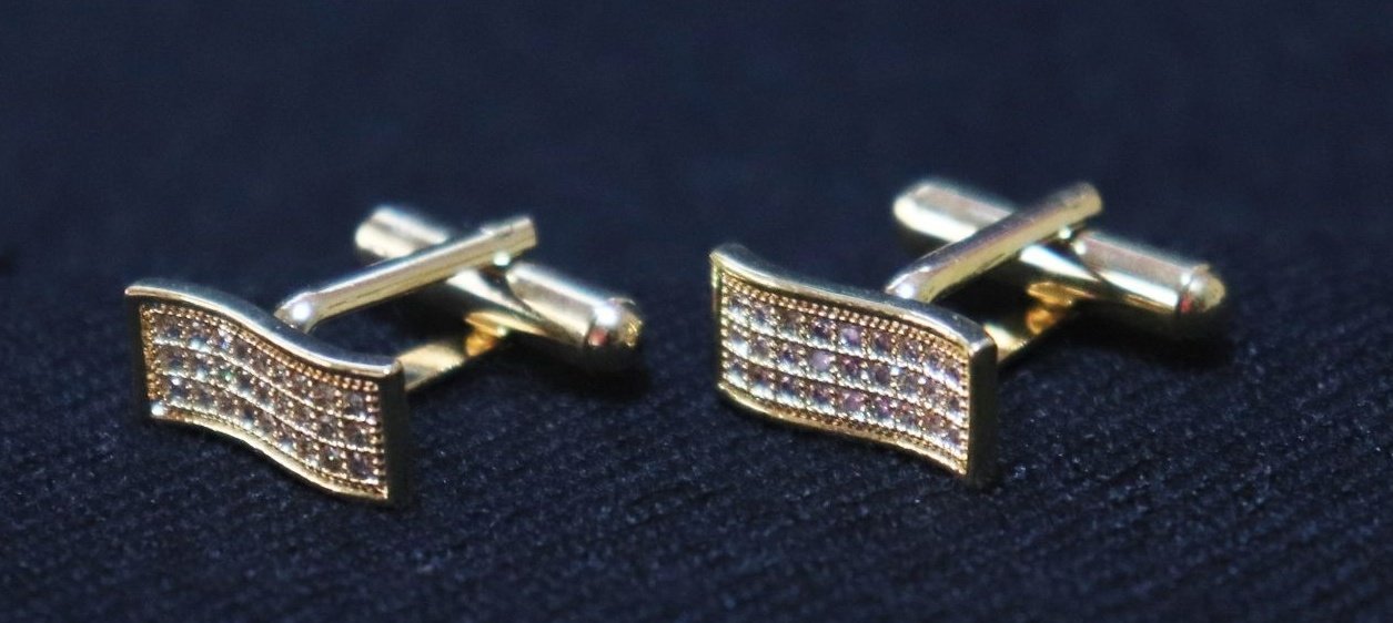 rectangular-waves-design-crystal-studded-golden-metallic-cufflinks