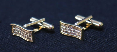 rectangular-waves-design-crystal-studded-golden-metallic-cufflinks
