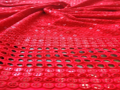 red-chikankari-rayon-fabric-with-sequins-one-sided-schiffli-border