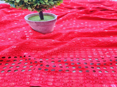 red-chikankari-rayon-fabric-with-sequins-one-sided-schiffli-border