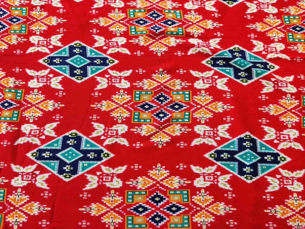 red-traditional-abstract-golden-foil-printed-rayon-fabric
