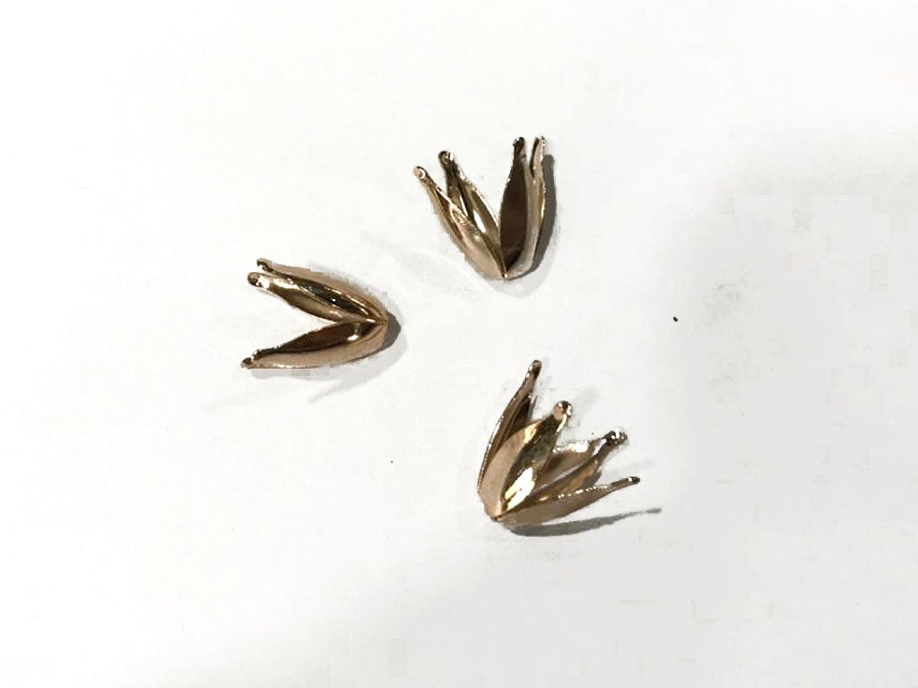 Rose Gold Flower Metal Bead Caps 13 mm