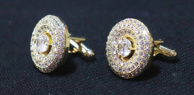 round-full-crystal-studded-gold-metallic-cufflinks