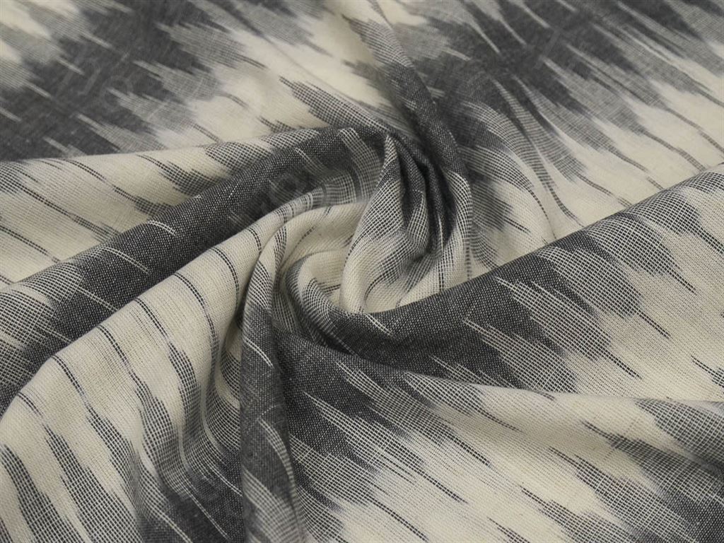 Gray Cream / Off White Mosaic Design Ikat Cotton Fabric (1544248950818)