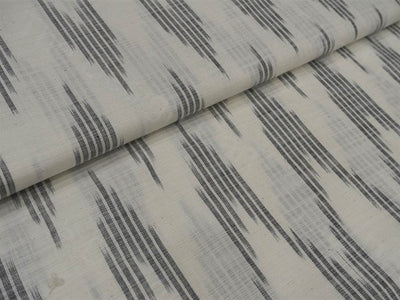 White Gray Jet Waves Design Ikat Cotton Fabric | The Design Cart (1544249606178)