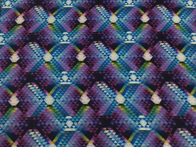 Multicolour Purple Geometric Digital Printed Poly Cotton Fabric | The Design Cart (4336500473925)