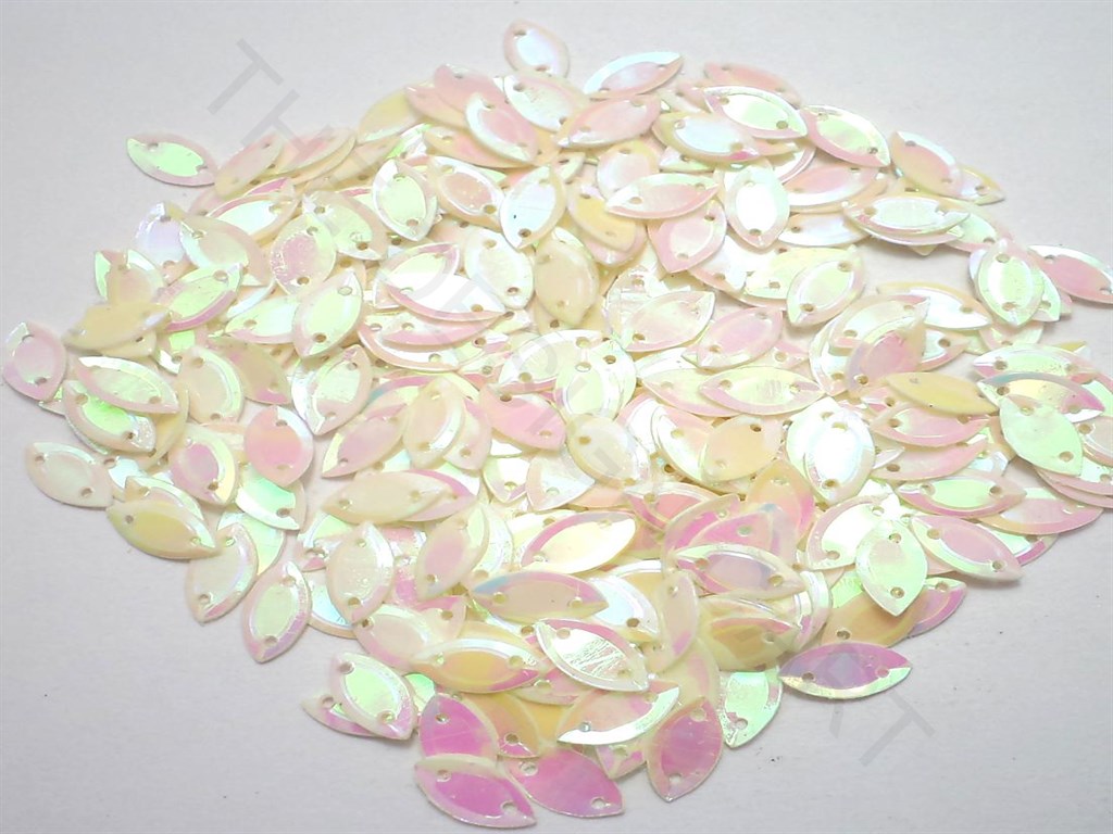 White Milky Rainbow Flat Oval Sequins | The Design Cart (3765826158626)