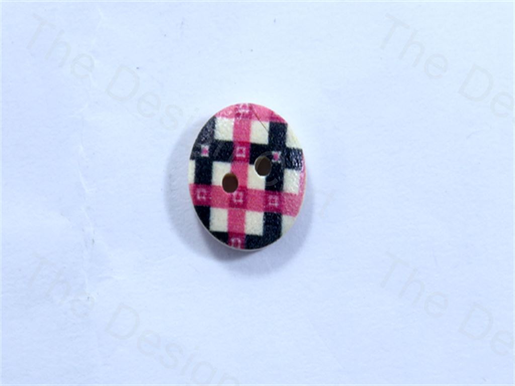 pink-black-round-cross-check-design-designer-wooden-buttons