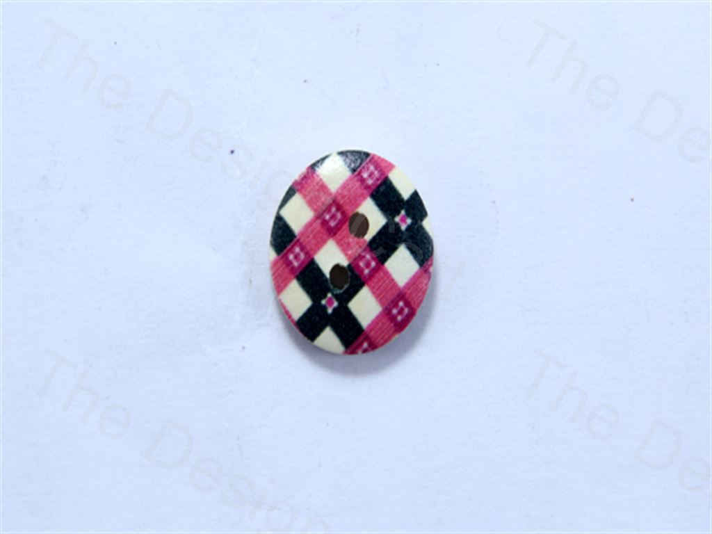 black-white-pink-round-multicheck-design-designer-wooden-buttons