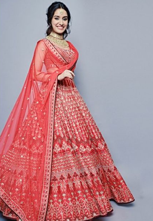 red-georgette-with-heavy-golden-zari-sequins-jaal-work