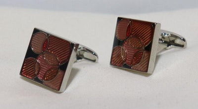 square-concentric-circles-peach-silver-metallic-cufflinks