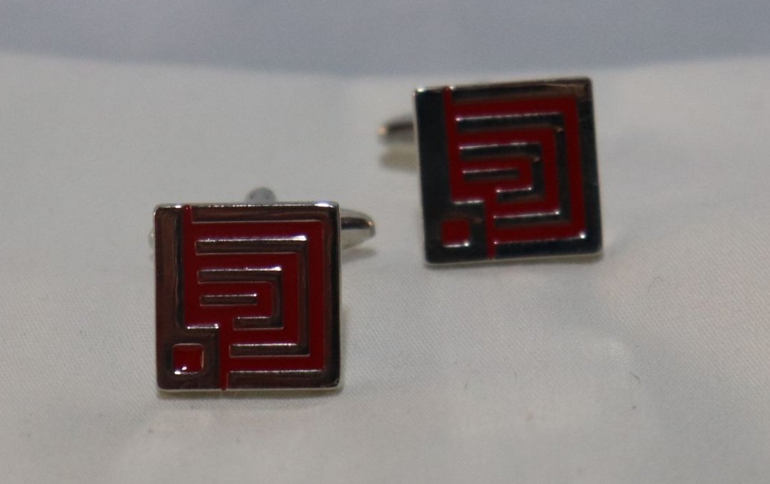 square-maze-design-red-silver-metallic-cufflinks