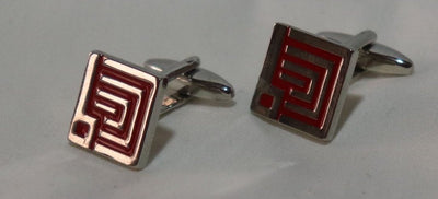 square-maze-design-red-silver-metallic-cufflinks