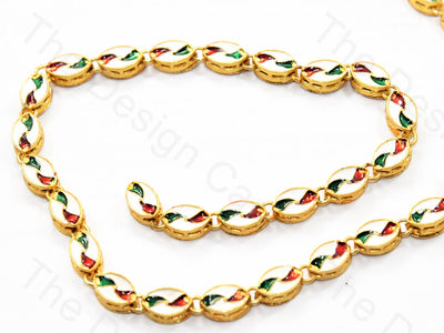 Leaf Shaped Meena Kundan | The Design Cart (578552528930)