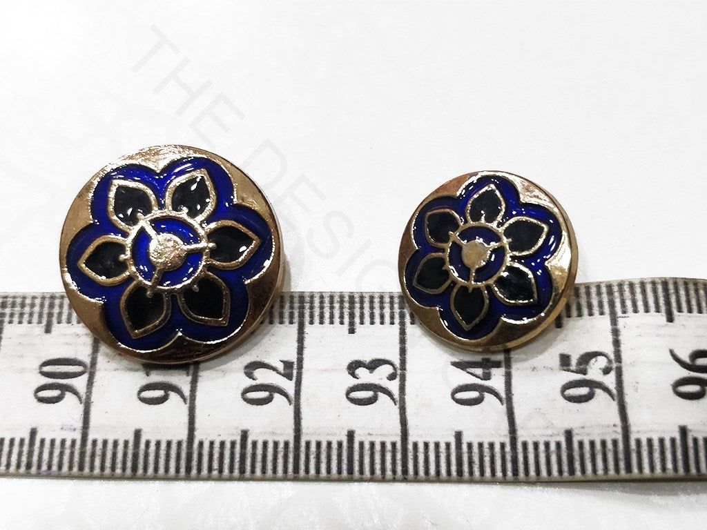 Blue Golden Flower Metal Coat Buttons | The Design Cart (4332968837189)