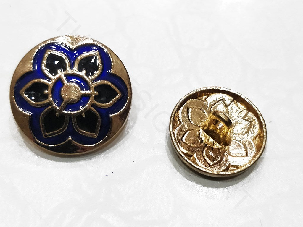 Blue Golden Flower Metal Coat Buttons | The Design Cart (4332968837189)