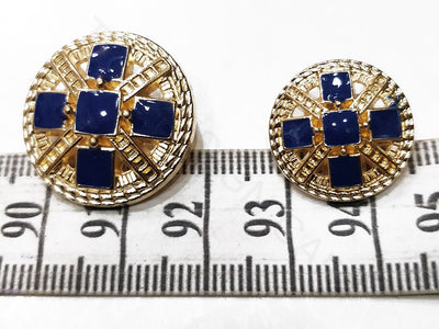 Blue Golden Squares Metal Coat Buttons | The Design Cart (4332968869957)