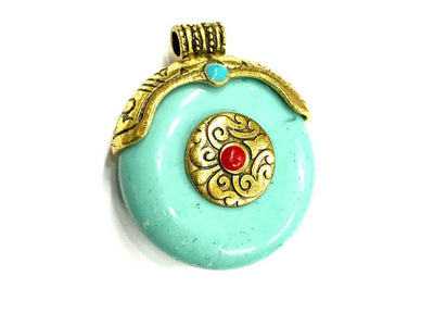 turquoise-circular-stone-pendant-with-designer-golden-cap-40x35-mm