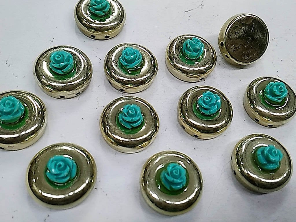 water-gold-circular-designer-plastic-stone-with-turquoise-resin-flower-20-mm