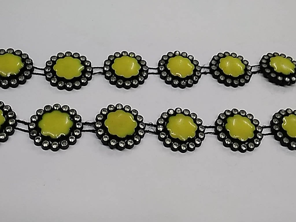 yellow-flower-stone-studded-plastic-lace-with-enamel-fill-20-mm