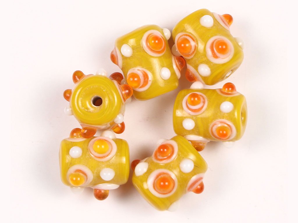 yellow-orange-white-cylindrical-designer-fancy-glass-beads