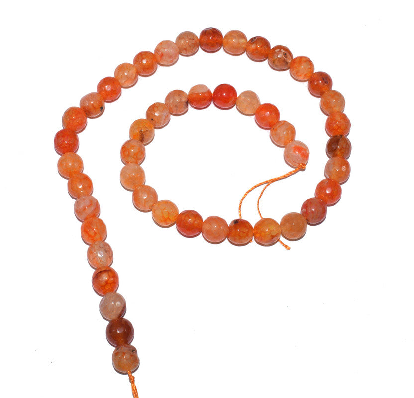 Orange Gemstone Faceted Round Fire Agate Loose Beads